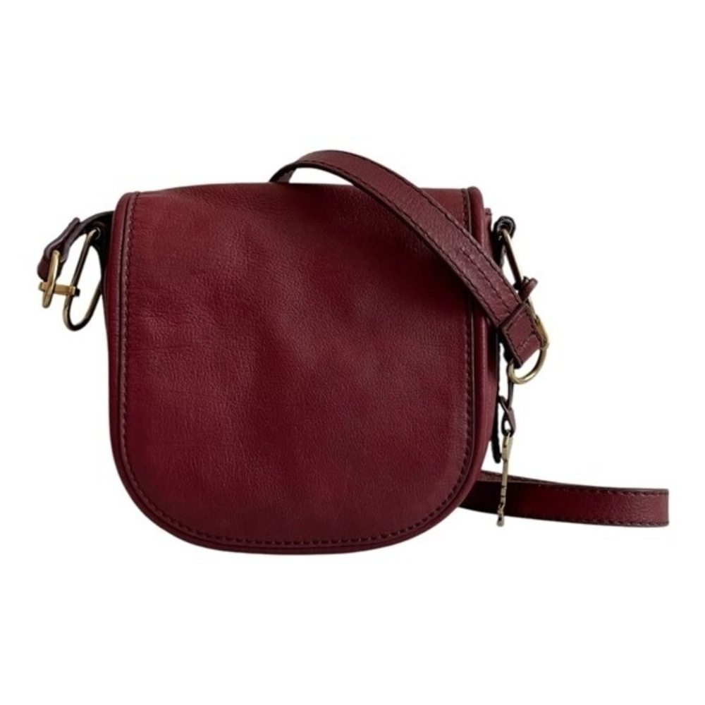 Fossil Rumi Burgundy Leather Crossbody Shoulder Bag Gold Hardware Very Good - Picture 8 of 12